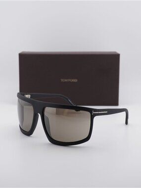 Tom Ford Clint-02 FT1066 02L Shield Sunglasses - Matte Black \ Roviex Mirror